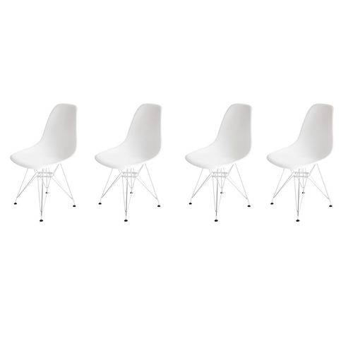 Assistência Técnica, SAC e Garantia do produto Kit 4 Cadeiras Cozinha Jantar - Base Metal Cromado - Branco - Quiz Magazine