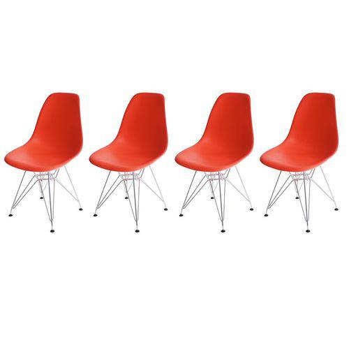 Assistência Técnica, SAC e Garantia do produto Kit 4 Cadeiras Cozinha Jantar - Base Metal Cromado - Vermelho - Quiz Magazine