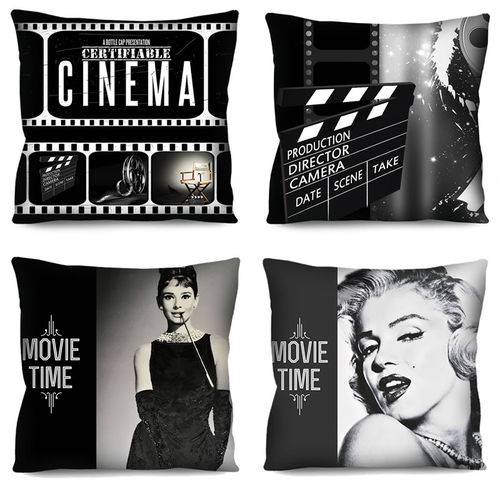 Assistência Técnica, SAC e Garantia do produto Kit 4 Capas de Almofada Cinema Claquete Audrey Marilyn 42cm