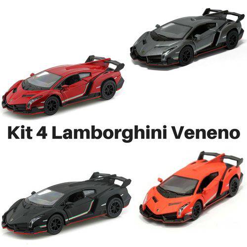 Assistência Técnica, SAC e Garantia do produto Kit 4 Carrinho de Coleção Lamborghini Veneno 1/36 Kinsmart
