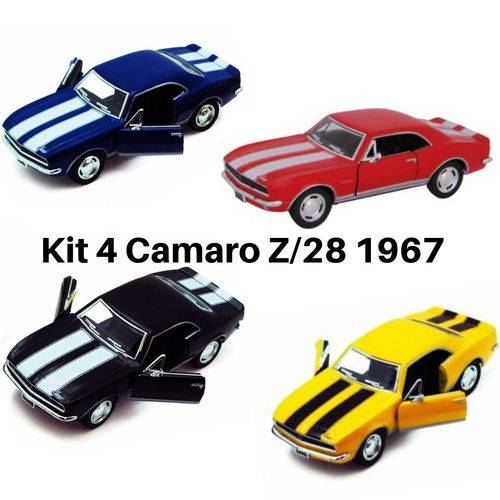 Assistência Técnica, SAC e Garantia do produto Kit 4 Carro de Coleção Chevrolet Camaro Z/28 Ano 1967 Vintage Kinsmart