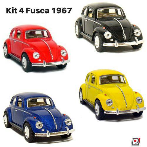 Assistência Técnica, SAC e Garantia do produto Kit 4 Miniatura Carro de Coleção Volkswagen Fusca Clássico Nacional 1/32 Kinsmart