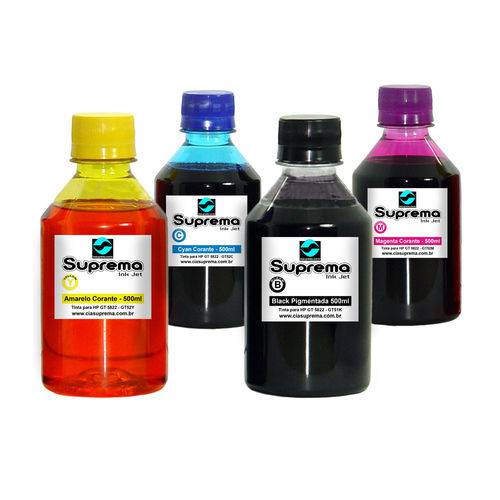 Assistência Técnica, SAC e Garantia do produto Kit 4 Tintas para HP Deskjet GT 5822 | GT51 | GT52 Black Pigmentada e Coloridas Corantes - 2000ml