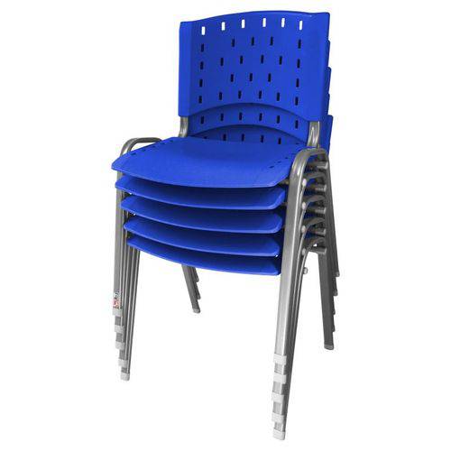 Assistência Técnica, SAC e Garantia do produto Kit 5 Cadeira de Plástico Empilhável AZUL Iso Polipropileno Base Prata - ULTRA Móveis