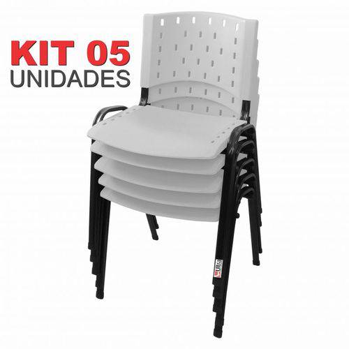 Assistência Técnica, SAC e Garantia do produto Kit 5 Cadeira de Plástico Empilhável BRANCA Iso Polipropileno - ULTRA Móveis