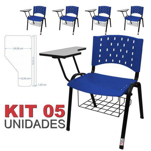 Assistência Técnica, SAC e Garantia do produto KIT 5 Cadeira Universitária AZUL com Porta Livros - ULTRA Móveis