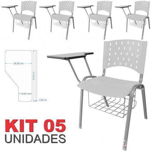 Assistência Técnica, SAC e Garantia do produto KIT 5 Cadeira Universitária BRANCA Estrutura Prata com Porta Livros - ULTRA Móveis