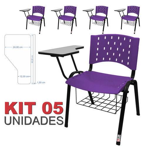 Assistência Técnica, SAC e Garantia do produto KIT 5 Cadeira Universitária LILÁS com Porta Livros - ULTRA Móveis