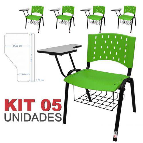 Assistência Técnica, SAC e Garantia do produto KIT 5 Cadeira Universitária VERDE com Porta Livros - ULTRA Móveis