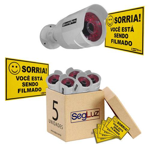 Assistência Técnica, SAC e Garantia do produto Kit 5 Câmeras Falsas Bullet com Led Bivolt + 05 Placas Sorria Security Parts