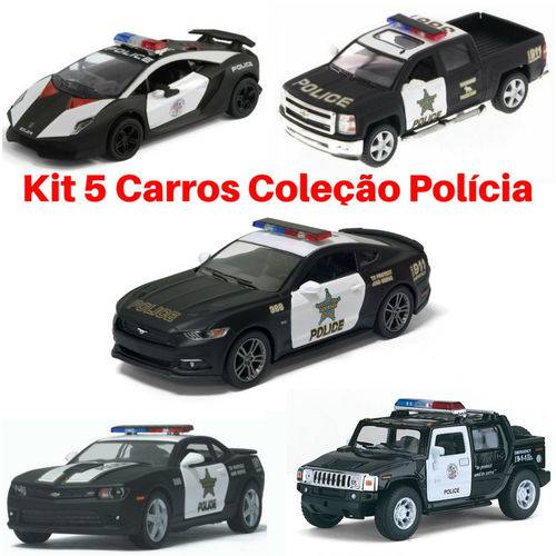 Assistência Técnica, SAC e Garantia do produto Kit 5 Coleção Miniatura Carro Policial / Policia 1/38 Cor Preto Kinsmart
