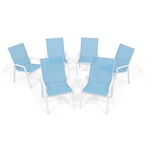 Assistência Técnica, SAC e Garantia do produto Kit 6 Cadeira Riviera Piscina Alumínio Branco Azul Claro