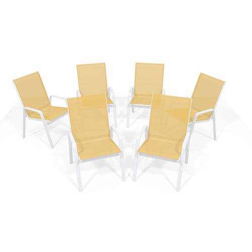 Assistência Técnica, SAC e Garantia do produto Kit 6 Cadeira Riviera Piscina Alumínio Branco Tela Amarelo