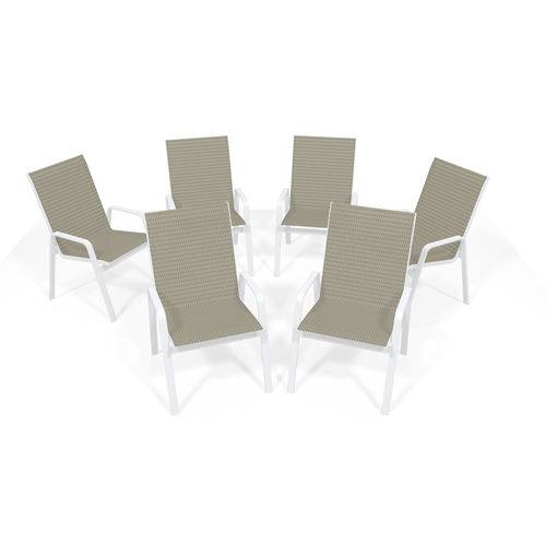 Assistência Técnica, SAC e Garantia do produto Kit 6 Cadeira Riviera Piscina Alumínio Branco Tela Colonial