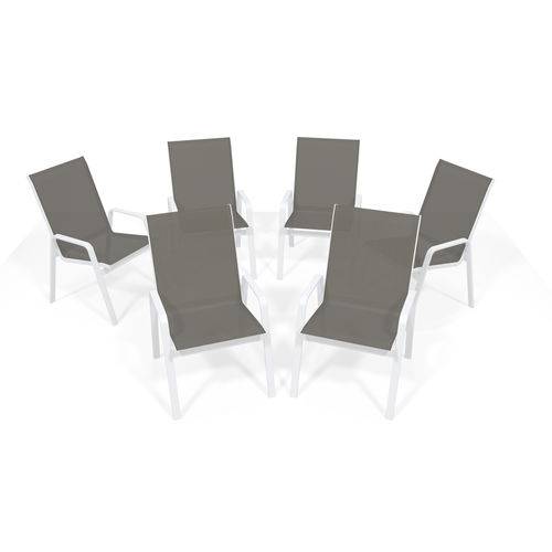 Assistência Técnica, SAC e Garantia do produto Kit 6 Cadeira Riviera Piscina Alumínio Branco Tela Mescla