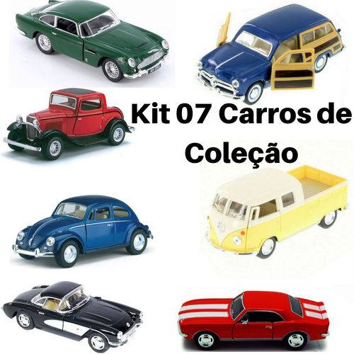 Assistência Técnica, SAC e Garantia do produto Kit 7 Miniaturas Carrinho de Coleção de Ferro Vintage Antigo a Fricção Kinsmart