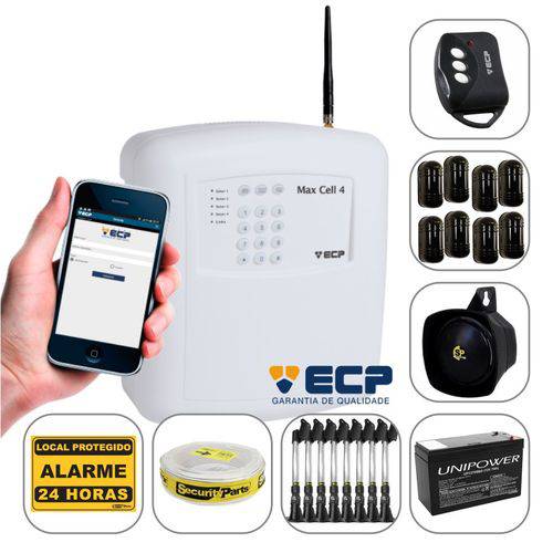 Assistência Técnica, SAC e Garantia do produto Kit Alarme Alard Max Cell Gsm ECP com 4 Sensore Barreira 8 Suportes Perimetral