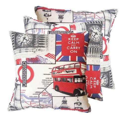 Assistência Técnica, SAC e Garantia do produto Kit 3 Almofadas Londres Inglaterra Vermelha Branca 45x45cm - só Decorativas