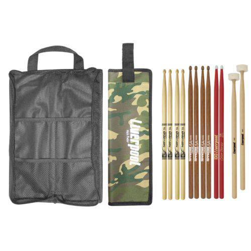 Assistência Técnica, SAC e Garantia do produto Kit Bag Camuflado para Baquetas BAG COM02 + Set de Baquetas 6 Pares LIVERPOOL