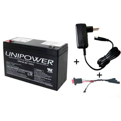 Assistência Técnica, SAC e Garantia do produto Kit Bateria Unipower 6v 12ah + Carregador + Chicote