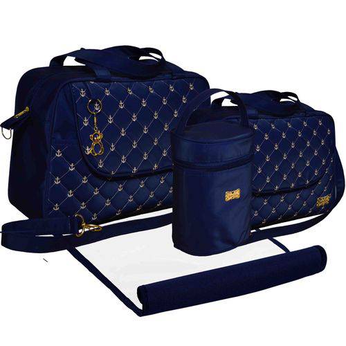 Assistência Técnica, SAC e Garantia do produto Kit Bolsa Bebê Azul Marinho Trocador Porta Mamadeira 2020