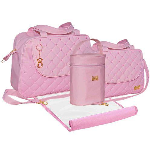 Assistência Técnica, SAC e Garantia do produto Kit Bolsa Bebê Rosa Trocador Porta Mamadeira 2020