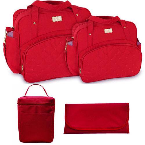 Assistência Técnica, SAC e Garantia do produto Kit Bolsa Bebê Vermelha Trocador e Porta Mamadeira PMT307
