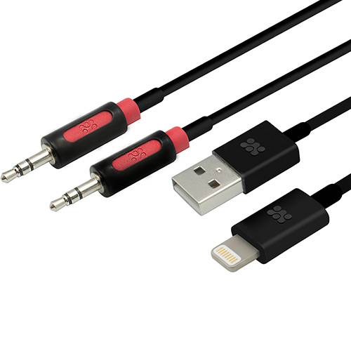 Assistência Técnica, SAC e Garantia do produto Kit Cabo de Áudio + Cabo USB Lightning Preto - Promate