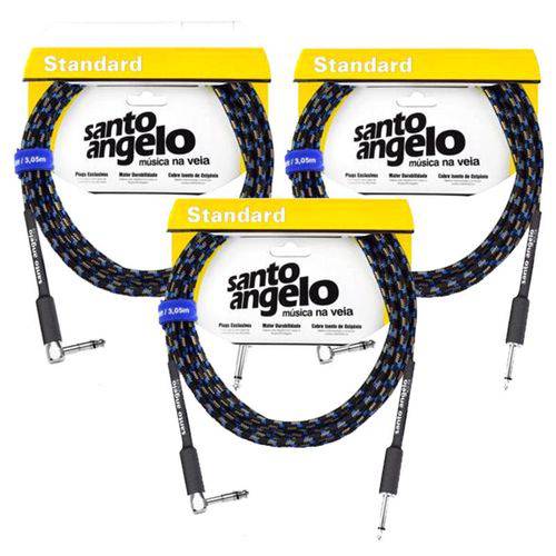 Assistência Técnica, SAC e Garantia do produto Kit Cabo Santo Ângelo para Instrumentos ANGEL L TX 10FT 3,05m Têxtil 3 Unidades