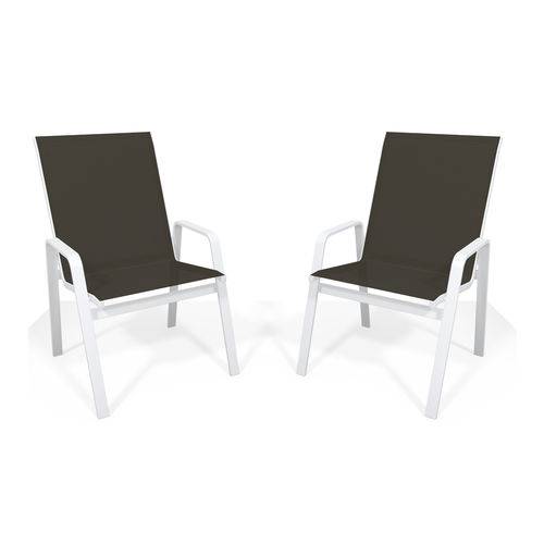 Assistência Técnica, SAC e Garantia do produto Kit 2 Cadeira Riviera Piscina Alumínio Branco Tela Marrom