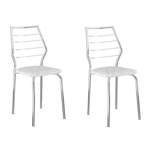 Assistência Técnica, SAC e Garantia do produto Kit 2 Cadeiras 1716 Fantasia Branco/Cromado - Carraro Móveis