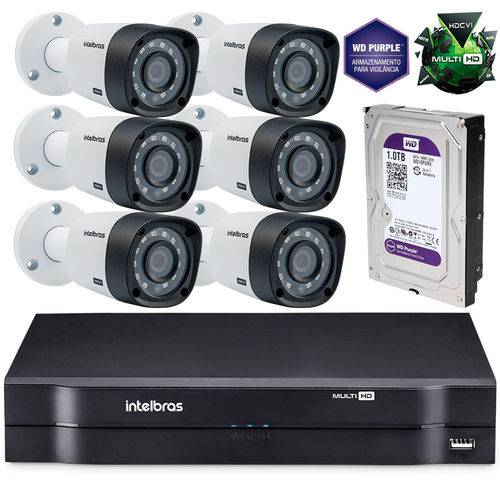 Assistência Técnica, SAC e Garantia do produto Kit Câmeras de Segurança Intelbras Multihd Dvr 8c + 6 Câmeras 1010b G3 + Hd Western Purple 1tb