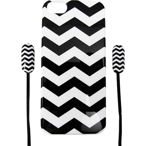 Assistência Técnica, SAC e Garantia do produto Kit Capa Iphone 5 com Fone Intra-Auricular Chevron Black - Merkury