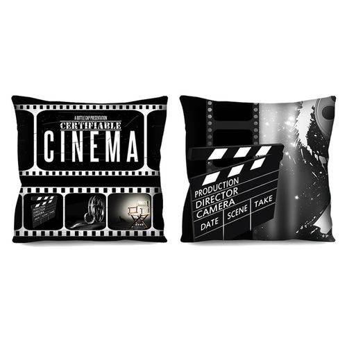Assistência Técnica, SAC e Garantia do produto Kit 2 Capas de Almofada Cinema Claquete Retrô 42cm para Sofá ou Cama R3
