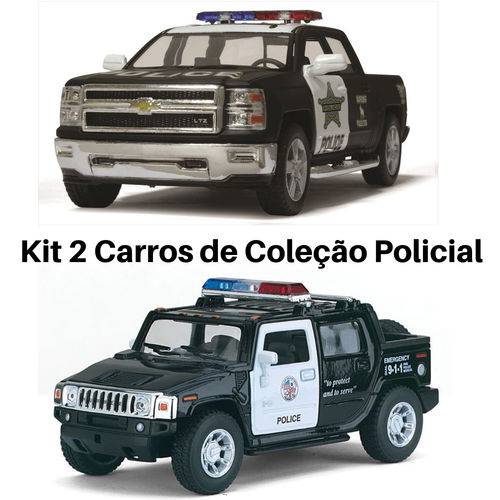 Assistência Técnica, SAC e Garantia do produto Kit 2 Carros de Coleção Policial Hummer e Silverado Cor Preto Polícia