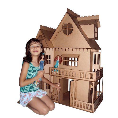 Assistência Técnica, SAC e Garantia do produto Kit Casa de Bonecas com Moveis Escala Barbie Emily Mdf Cru C+C - Darama