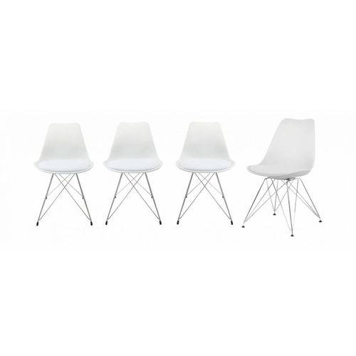 Assistência Técnica, SAC e Garantia do produto Kit com 4 Cadeiras Charles Eames Eiffel Branca Base Metal Pelegrin Pw-075