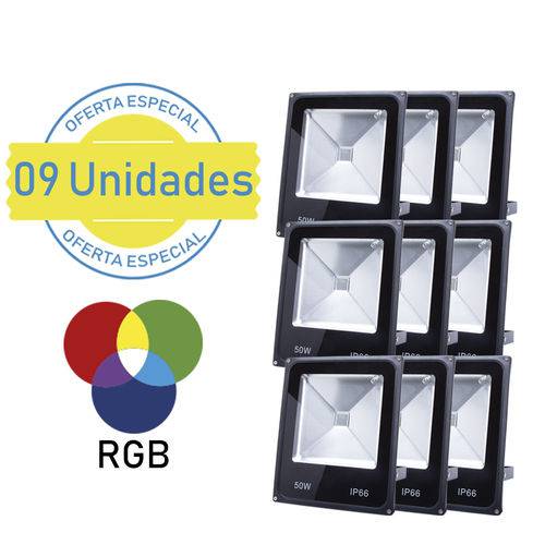 Assistência Técnica, SAC e Garantia do produto Kit com 9 Refletor Holofote Led Rgb Colorido 50w Colorido