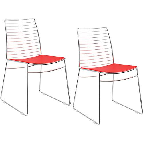 Assistência Técnica, SAC e Garantia do produto Kit com 2 Cadeiras Nicole Cromada Couríssimo Vermelho - Carraro