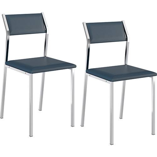 Assistência Técnica, SAC e Garantia do produto Kit com 2 Cadeiras Sofia Cromada Napa Azul Noturno - Carraro
