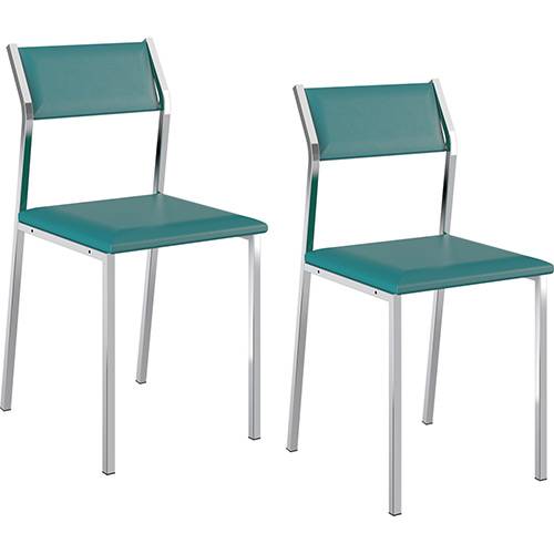 Assistência Técnica, SAC e Garantia do produto Kit com 2 Cadeiras Sofia Cromada Napa Turquesa - Carraro