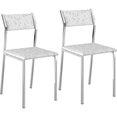 Assistência Técnica, SAC e Garantia do produto Kit com 2 Cadeiras Sofia Cromada Tecido Fantasia Branco - Carraro