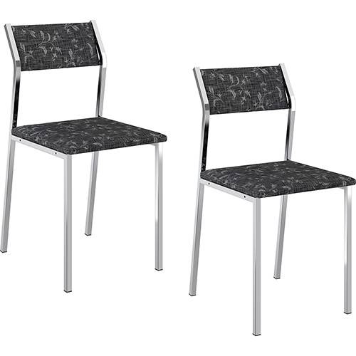 Assistência Técnica, SAC e Garantia do produto Kit com 2 Cadeiras Sofia Cromada Tecido Fantasia Preto - Carraro