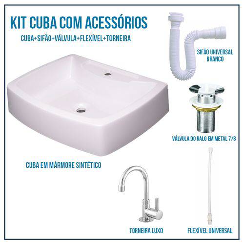 Assistência Técnica, SAC e Garantia do produto Kit Cuba Pia para Banheiro Croy Albani 50 Cm + Válvula 7/8 + Torneira 1/4 + Sifão + Flexível