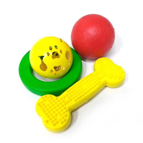 Assistência Técnica, SAC e Garantia do produto Kit de Brinquedos para Cachorros Beriflex Amarelo, Verde e Vermelho
