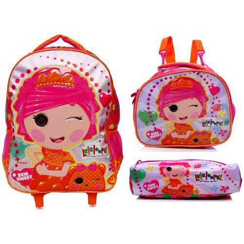 Assistência Técnica, SAC e Garantia do produto Kit Escolar Completo Infantil Boneca Lalaloopsy Candy Pop Xeryus : Mochila G Rodinhas + Lancheira Térmica + Estojo Simples