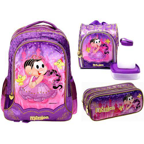 Assistência Técnica, SAC e Garantia do produto Kit Escolar Completo Infantil Mônica Princesa Rapunzel Pacific : Mochila G Costas + Lancheira Térmica + Estojo Duplo