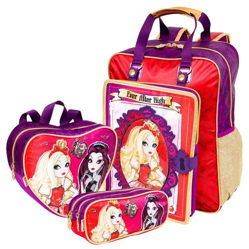 Assistência Técnica, SAC e Garantia do produto Kit Escolar Infantil Ever After High 16z Especial Sestini : Mochila G Costas + Lancheira Térmica + Estojo Duplo