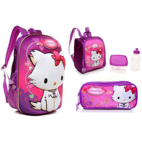 Assistência Técnica, SAC e Garantia do produto Kit Escolar Infantil Gata Gatinha Charmmy Kitty Lights 4d Pacific : Mochila G Costas + Lancheira Térmica + Estojo Duplo