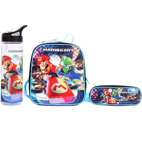 Assistência Técnica, SAC e Garantia do produto Kit Escolar Lancheira + Estojo + Garrafa DMW Mario Kart (11519+11521+11522)